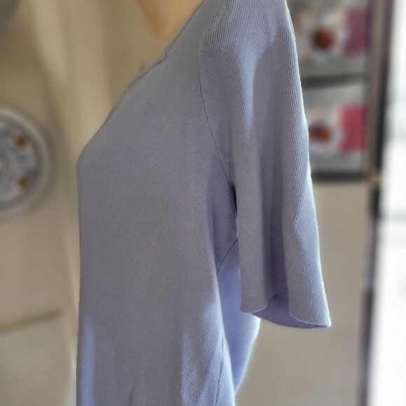 Calvin Klein Periwinkle/Blue Square Neckline Blouse with Scalloped Hem Petite XL - Picture 5 of 6